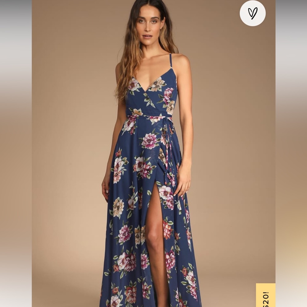 Lulus Always There For Me Navy Floral Dress - Size M